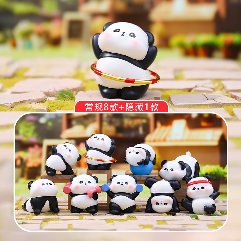 Cartoon Chinese Style Hand-Made Flower Yoga Time Blind Box Trendy Toys Creative Panda Desktop Ornaments