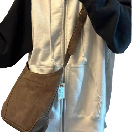 Niche high-end imitation suede tote bag 2024 winter new commuter bag versatile adjustable shoulder crossbody bag