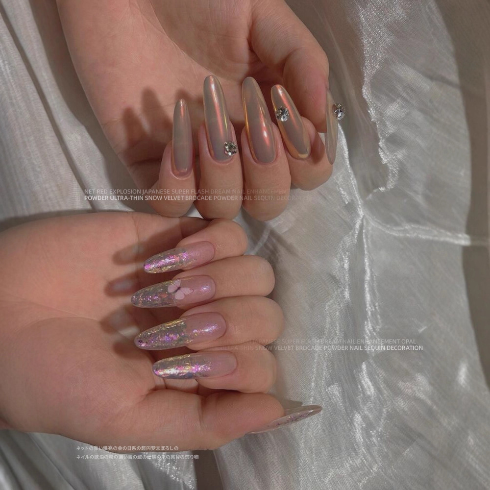 Rojo neto inmortal clavo brocado polvo OPAL Aurora hielo color luz láser SuperFlash gradiente mareado decoración de uñas