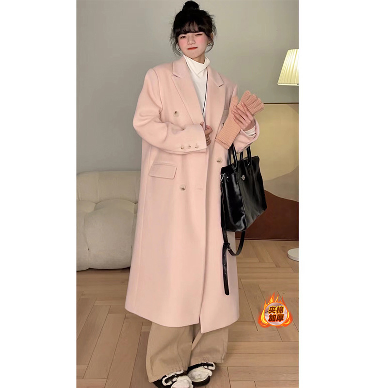 觅定灰色毛呢大衣正肩外套女冬季高级感长款西装呢子黑色小个子|undefined