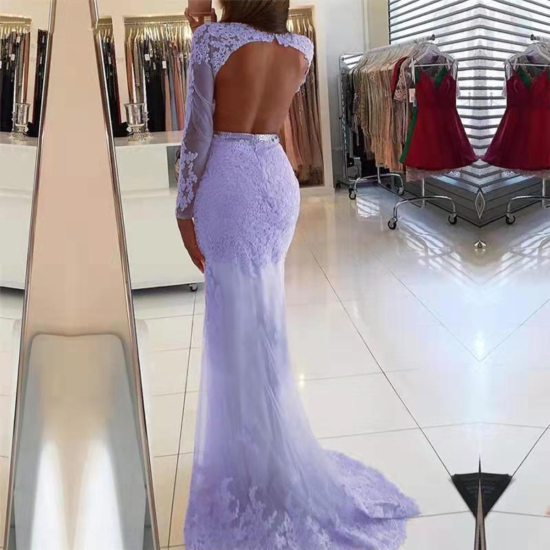 Europa y América Amazon AliExpress deseo nuevo comercio exterior encaje apliques vestido sexy fishtail vestido de noche