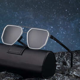 2025新款男士偏光镜钓鱼眼镜异形镜框太阳镜无螺丝墨镜男高级感