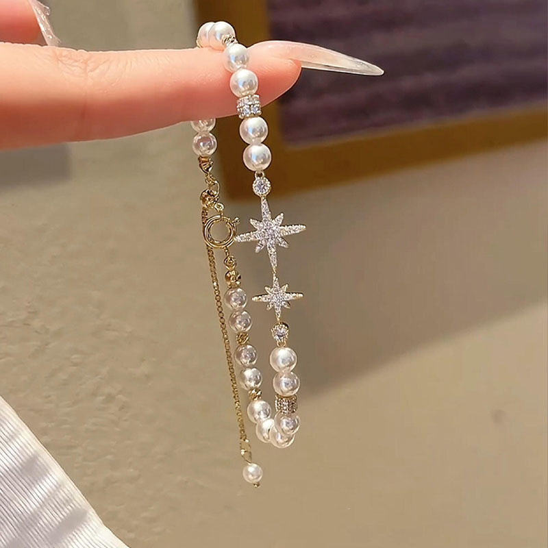 法式复古浪漫八芒星珍珠手链小众设计感气质个性精致百搭时尚手链|undefined