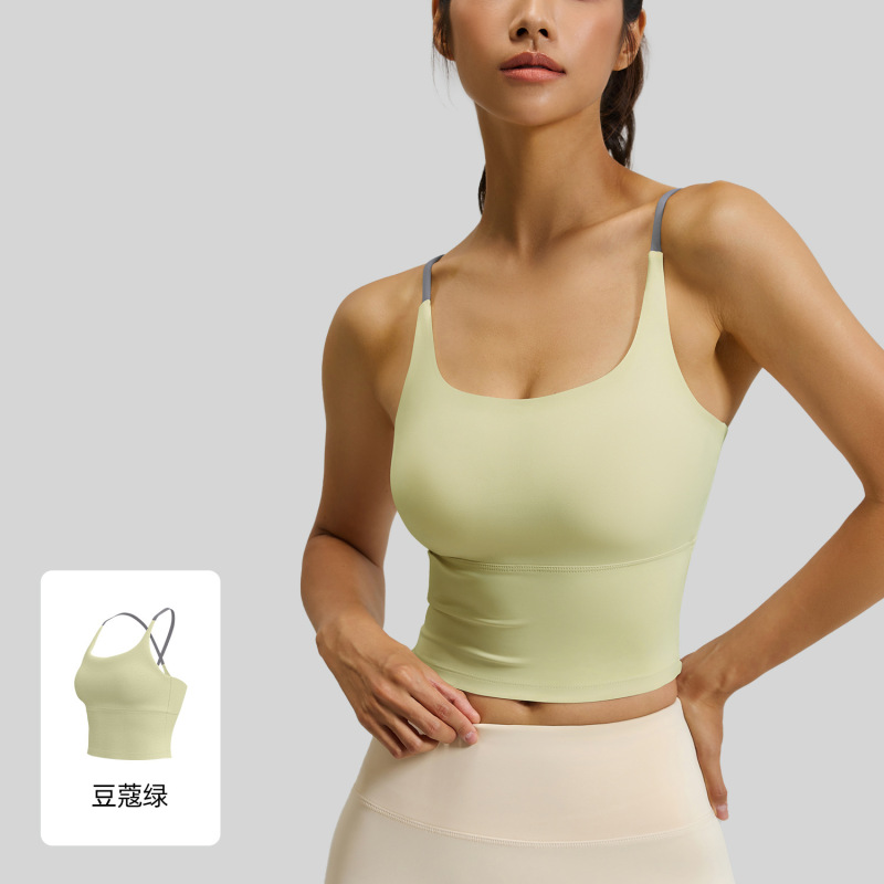 聚衣堂新作ヌード感高弾性ヨガブラフィットネス耐衝撃固定カップスポーツベスト女性用|undefined