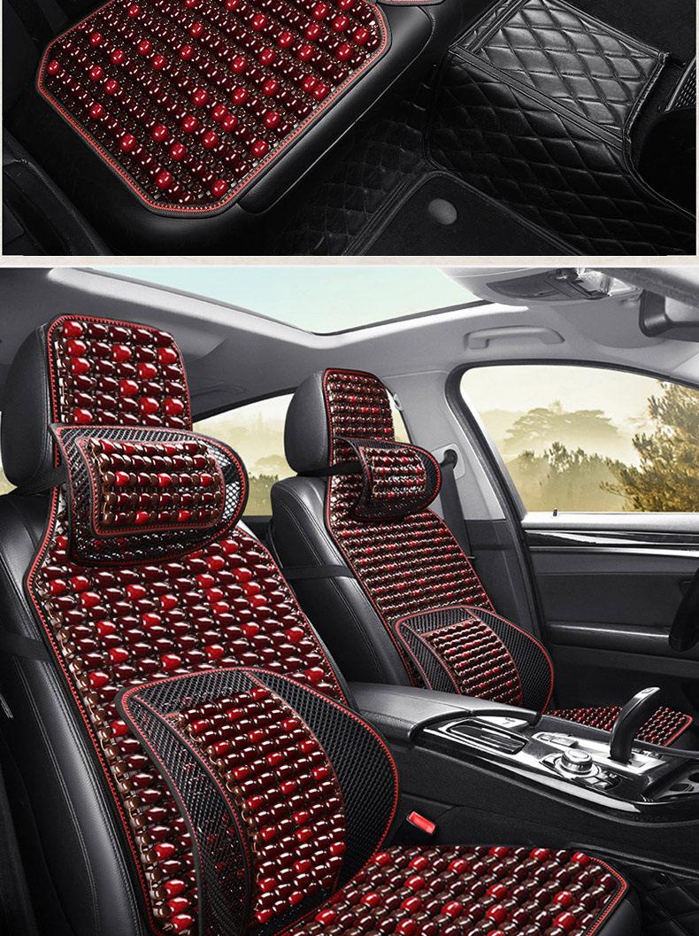 Car Wooden Bead Lumbar Support Cushion for Driving, Backrest Cushion for Driver's Seat, Breathable Lumbar Support for Summer