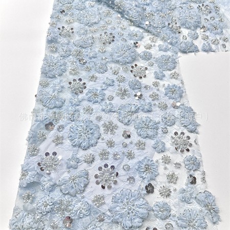 Moda Gao Ding pequeña fresca ins viento flor disco tela de vestido de diseño nicho tela de encaje de perlas image 4