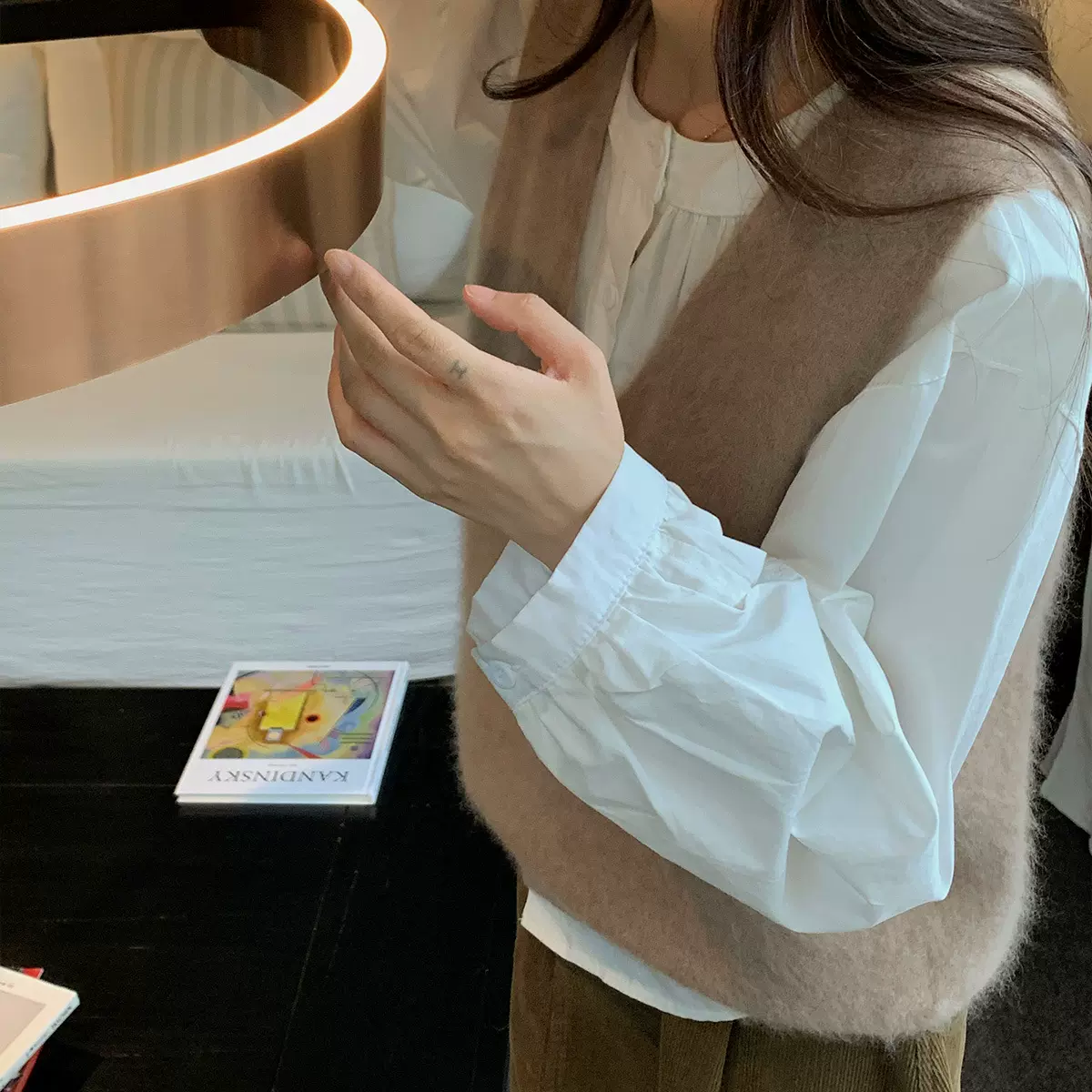 【哇哦】博主叠穿神器拉毛羊绒毛衣背心简约宽松百搭显瘦针织马甲