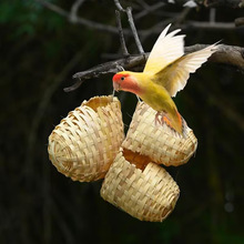 批发爆款亚马逊宠物用品 手工竹编鸟窝带挂钩田园风装饰跨境速卖