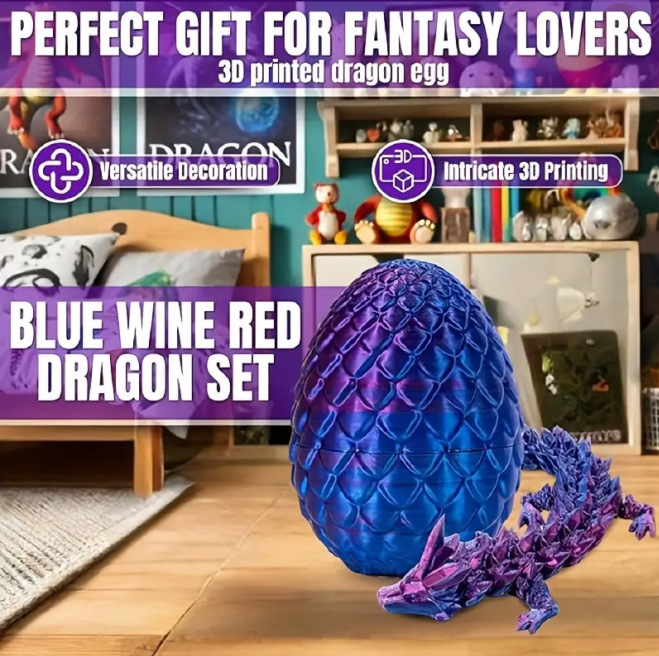 3D 인쇄 드래곤 에그 카멜레온 장식품 전체 선물 세트 다채로운 세트 장난감 다채로운 장식 스톨 크리 에이 티브 감압