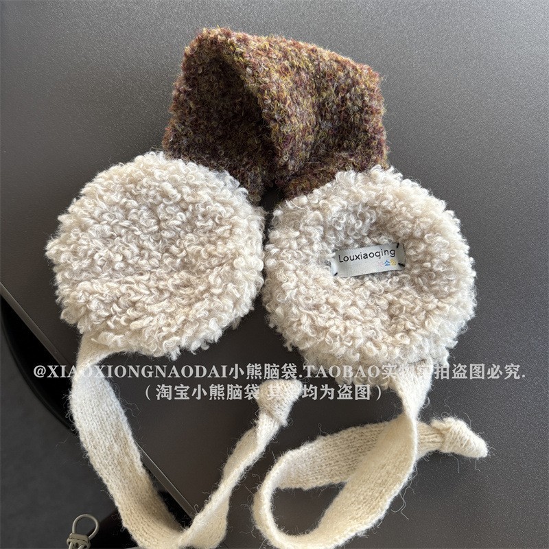 韩版冬季护耳保暖耳罩羊毛圈圈纱羊羔绒系带防风骑车户外耳套耳捂|undefined