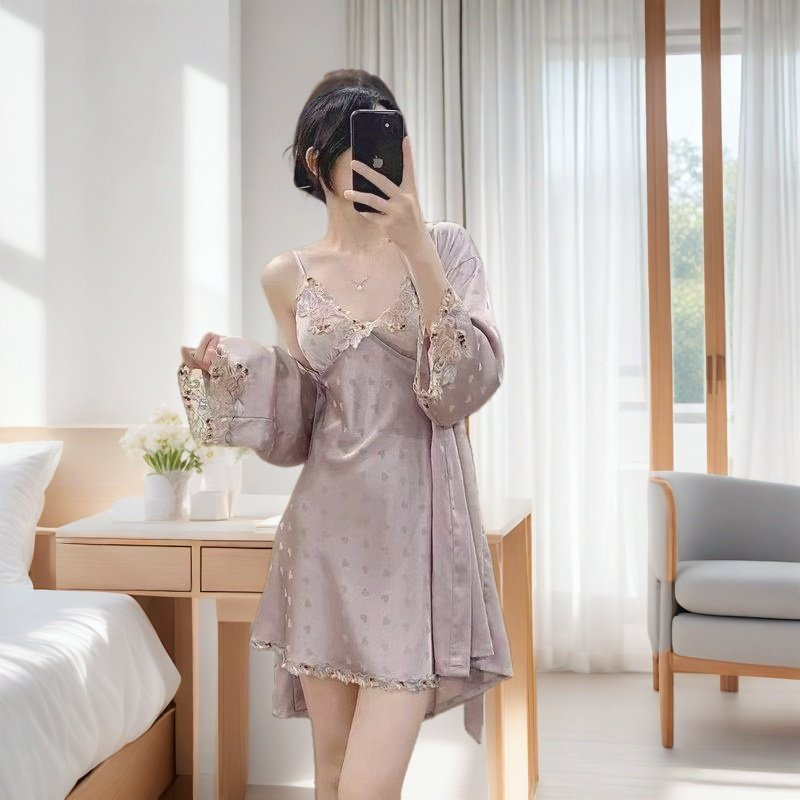 페더 다크 퍼플 자카드 서스펜더 스커트 + 겉옷 + 가슴 패드