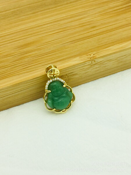 Copper pendant white jade