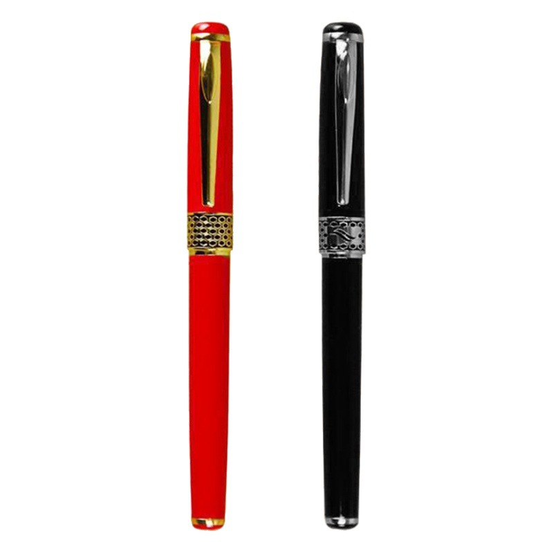 Paint solid color stainless steel rod copper rod metal pull cover pen laser golden logo business gift signature gel pen