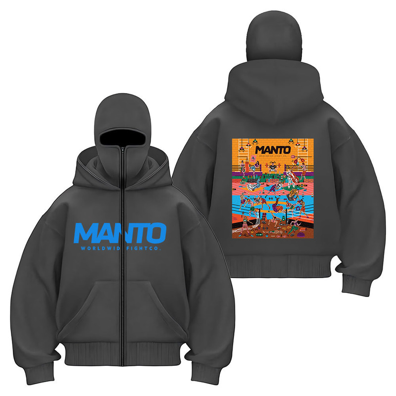 Multi-Element Mantou Pattern Print Spring Versatile Fashion Trendy Print Pattern Loose Zipper Cool Hoodie