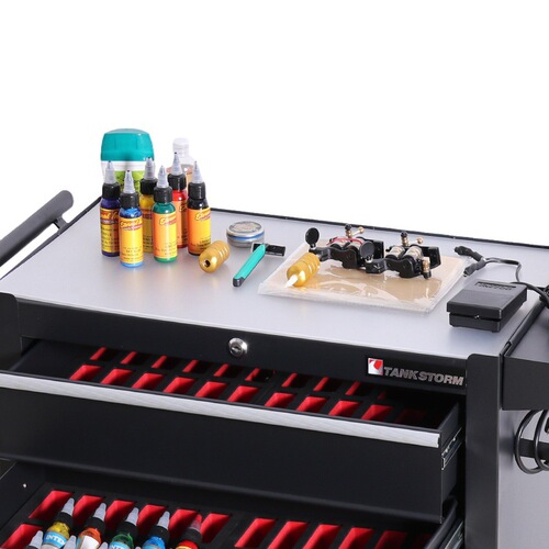 TANKSTORM Tattoo Cart Multi-functional Roll-in Cart Tattoo Salon Mobile Tool Cabinet Steel Tool Cart