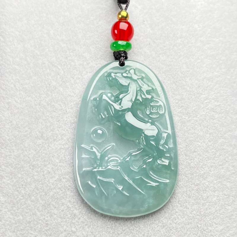 Natural A-Grade Jade Pendant with Horse Zodiac Sign, Genuine Sihui Jade Jewelry Wholesale