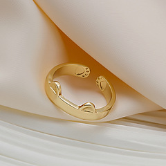 Korean version of cute and playful cat ear ring student simple copper animal cat claw ring opening adjustable