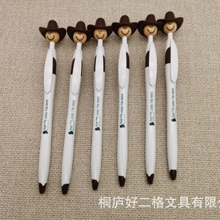 Toy Cowboy Hat Plastic Ballpoint Pen Creative Pen Student Pen Advertising Pen Smooth Writing Uv Printing Logo
