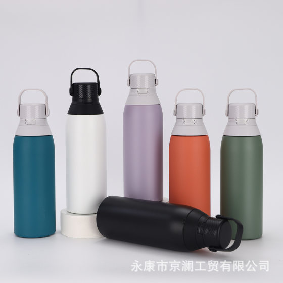 Portable Sports Bottle 304 Stainless Steel Thermos Large Capacity Bouncing Cup with Straw Outdoor Portable Space Pot