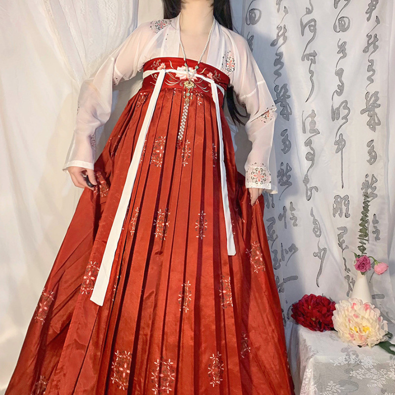 オリジナル本物の漢服女性中国風唐胸丈スカート夏スーパー妖精キャベツフルセット古代衣装|undefined