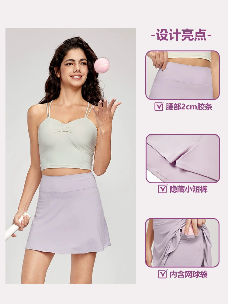 Sports mini-skirt, safe travel tennis shorts for gym, A-line