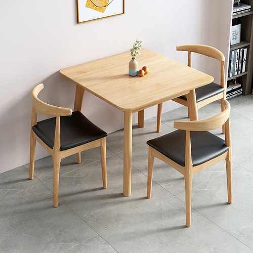 Nordic solid wood dining table and chair combination small square table square home small apartment chess and card table rental house simple dining table