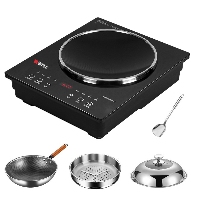 Dematai-cocina de inducción integrada para el hogar, nuevo juego completo de 3500W con olla, estufa de batería cóncava de alta potencia