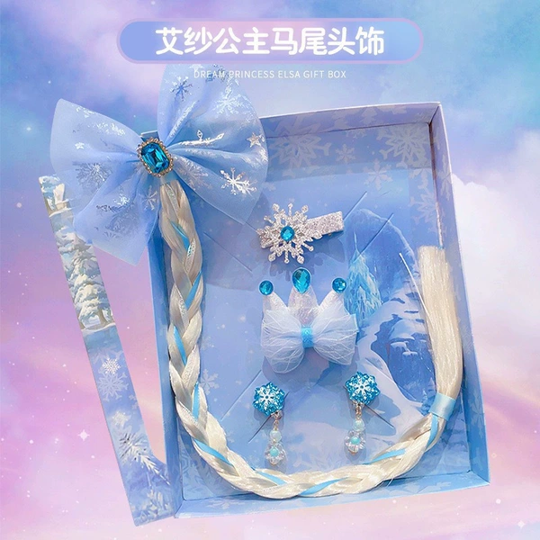 Ponytail for princess, hair accessory, gift box, ear clips