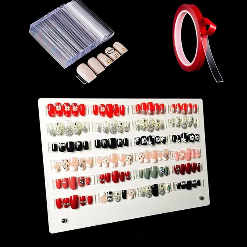 Acrylic nail art display stand nail art holder with 3m double-sided tape for professional salon false nail sample display