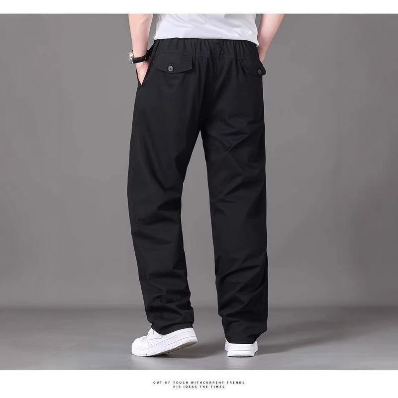 Factory In-Stock 26 Men's Casual Pants, Large Size Loose Fit Long Pants, Elastic Waist, Solid Color Work Pants, Foreign Trade Wholesale, Cross-Border