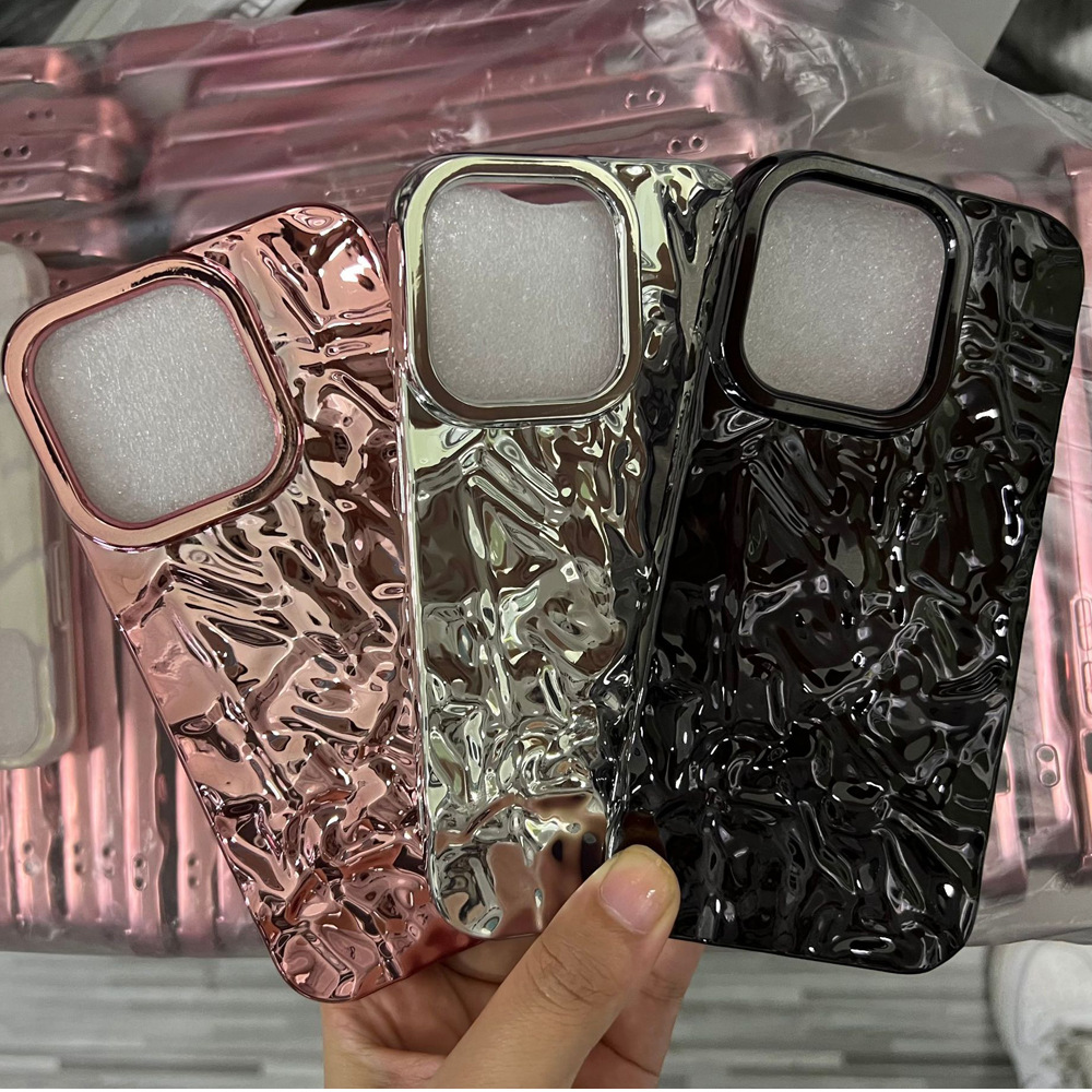 Origami Pattern Tin Foil Is Suitable for iPhone 17 Pro Max Phone Case, Apple 16 Electroplated 8 Plus Soft Case 14/15