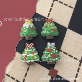 双面印花浮雕卡通图案圣诞树串珠 diy咕笔手机链车挂钥匙扣配件