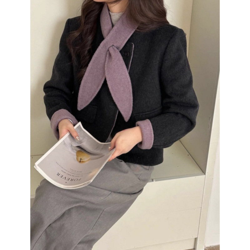 2025 New Winter Style Australian Superfine Wool Two-Color Double-Sided Cashmere Coat with Scarf for Women