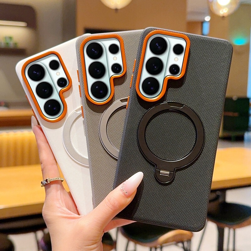 Suitable for Samsung S26Ultra Mobile Phone Case with Rotating Stand, Samsung S26 Magnetic Case, S26Edge Diamond Pattern Case