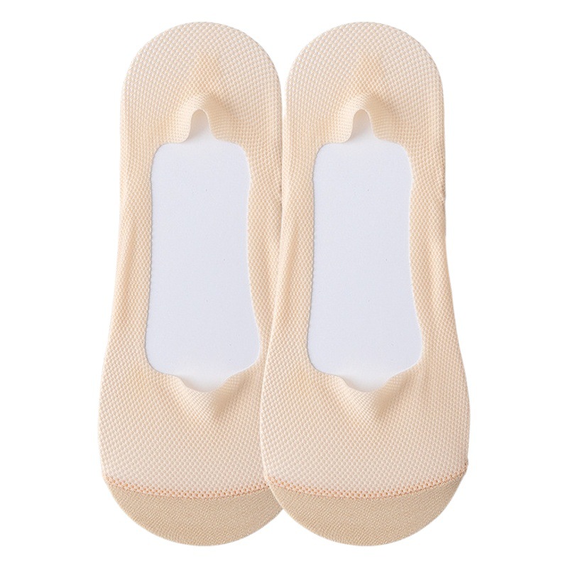 Calcetines invisibles de corte bajo de las mujeres, calcetines de malla de seda de hielo fino de fondo de algodón, calcetines de mujer Zhuji al por mayor