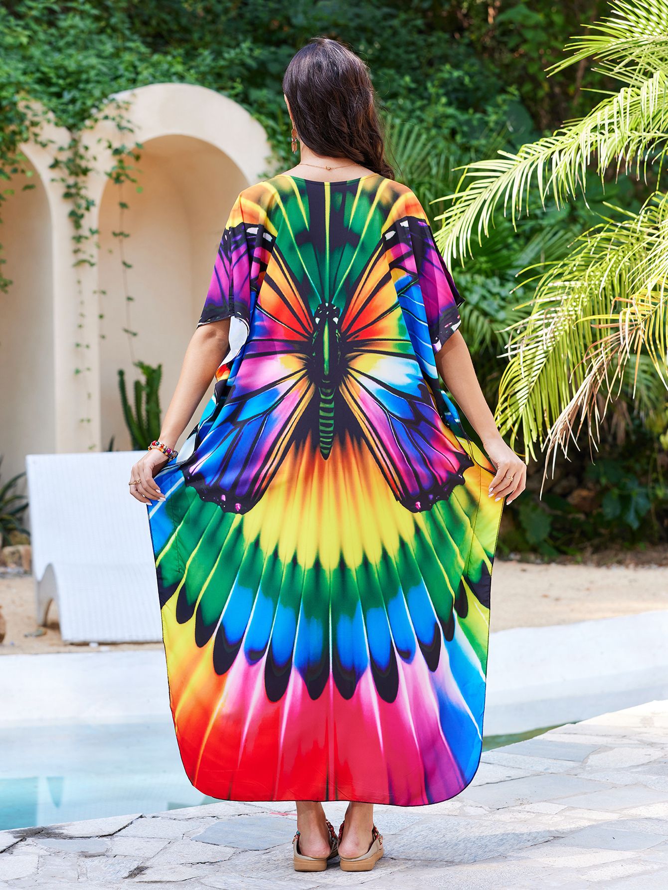 Transfronterizos Europa y Estados Unidos ubicación playa camiseta de vacaciones suelta vestido larga bikini camiseta protector solar trajes de baño 5054 image 2