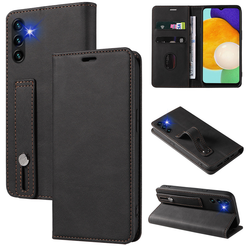 For Samsung A55 Mobile Phone Case A14 Flip Leather Case A13 5G Magnetic A15 New Protective Case A05 Wrist Strap