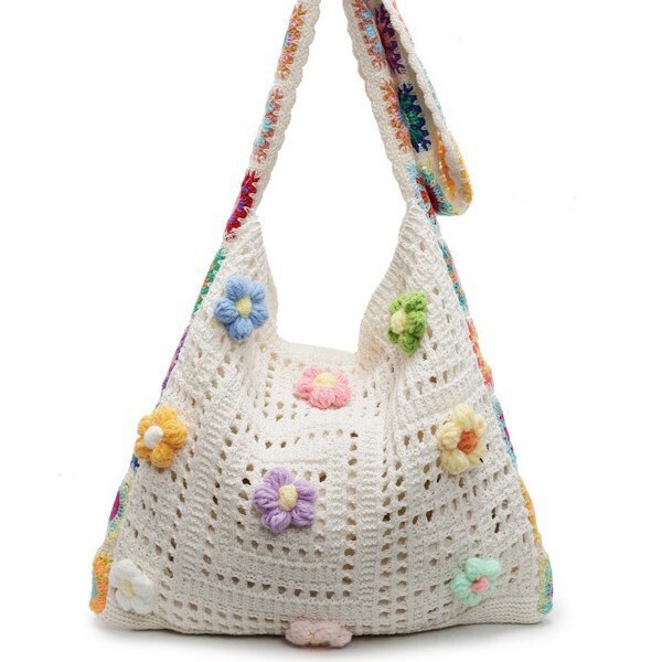 Cross-border Bohemian Ethnic Style 2025 New Hand-woven Hollow Crossbody Shoulder Bag Lazy Style Large Capacity