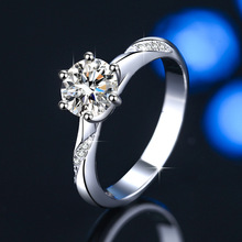 正品莫桑钻石戒指S925纯银网红男女款情侣开口戒指订结婚莫桑钻戒