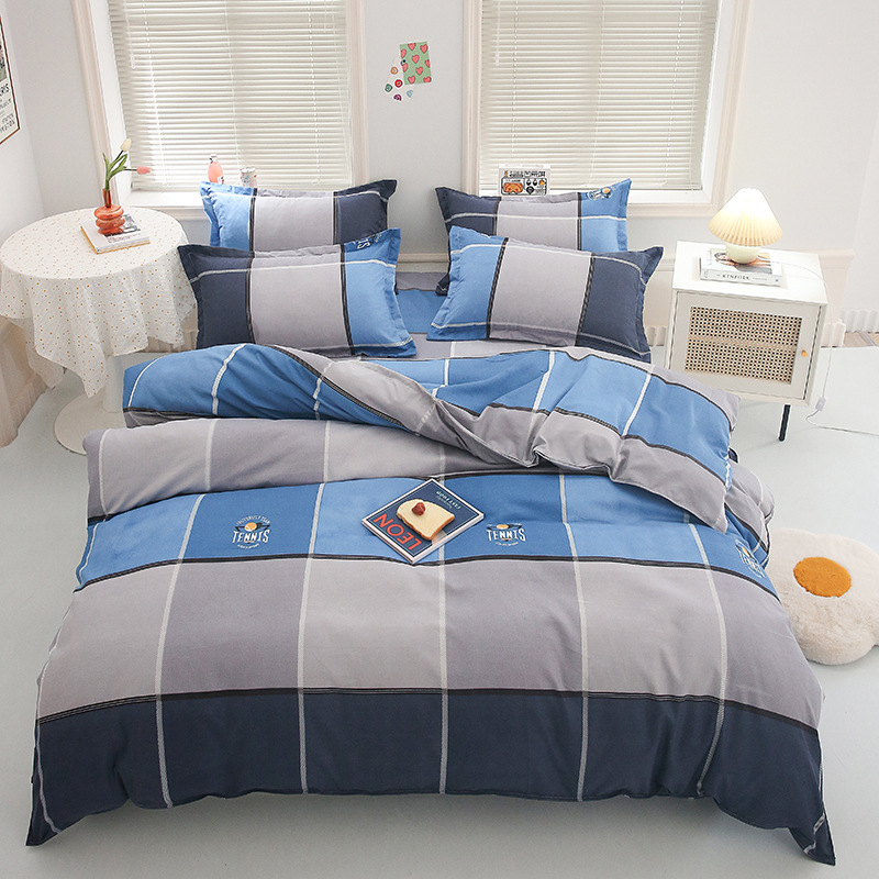 炫耀 水星家纺磨毛四件套 全棉加厚磨毛四件套 学生简约床单被套