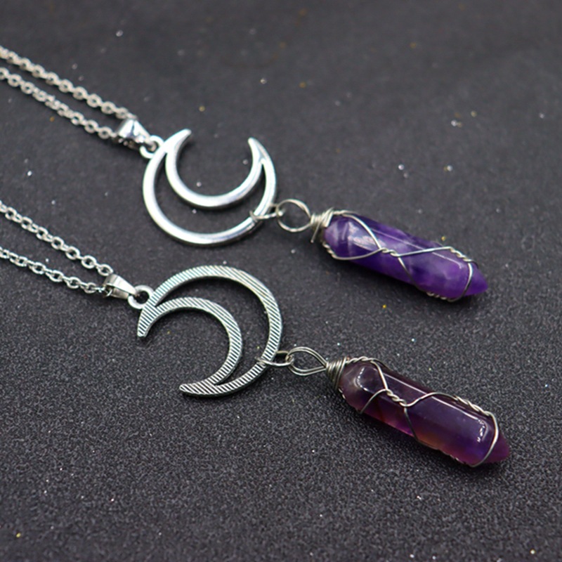 10g Weight Alloy, Natural Stone, Crystal Pendant Material Pendant Necklace Classification Alloy Chain Material cable chain Chain Type 1 Piece Quantity Holiday, Daily Occasion Alloy, natural stone, Crystal Material Sun, Moon, Tree Pattern Unisex Gender Polishing, Hollow Out Design Casual, Retro Style Casual Retro Sun Moon Tree Alloy Natural Stone Crystal Pendant Necklace In Bulk 2