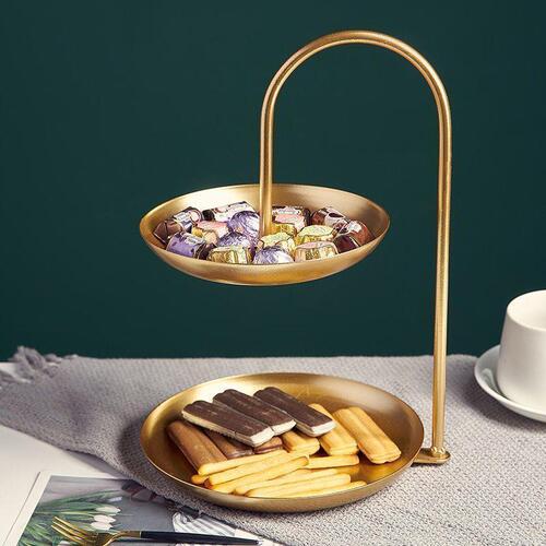 Double-layer candy plate with a luxurious front desk, multi-layer high-end minimalist style, Instagram-style living room fruit plate and snack tray