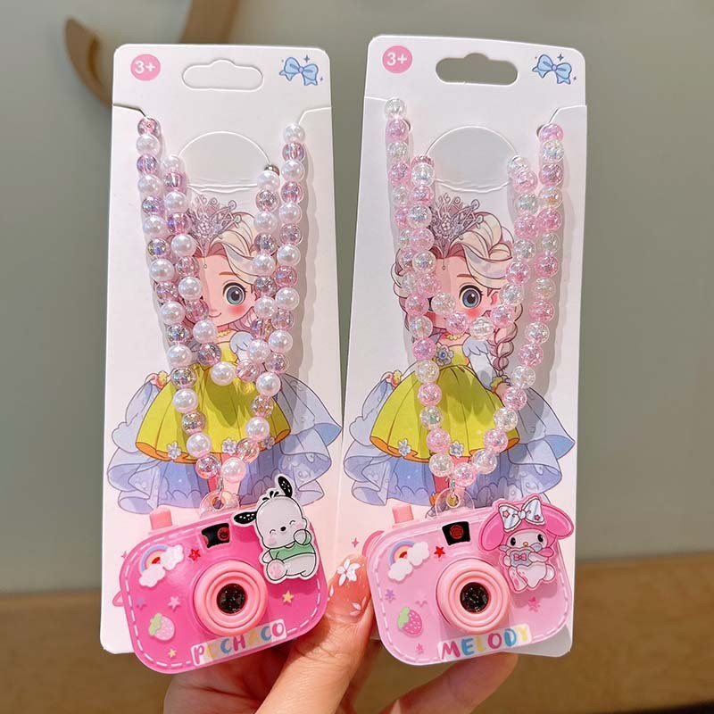 子供の投影カメラネックレス子供ビーズネックレスジュエリー少女かわいい発光おもちゃ誕生日ギフト|undefined