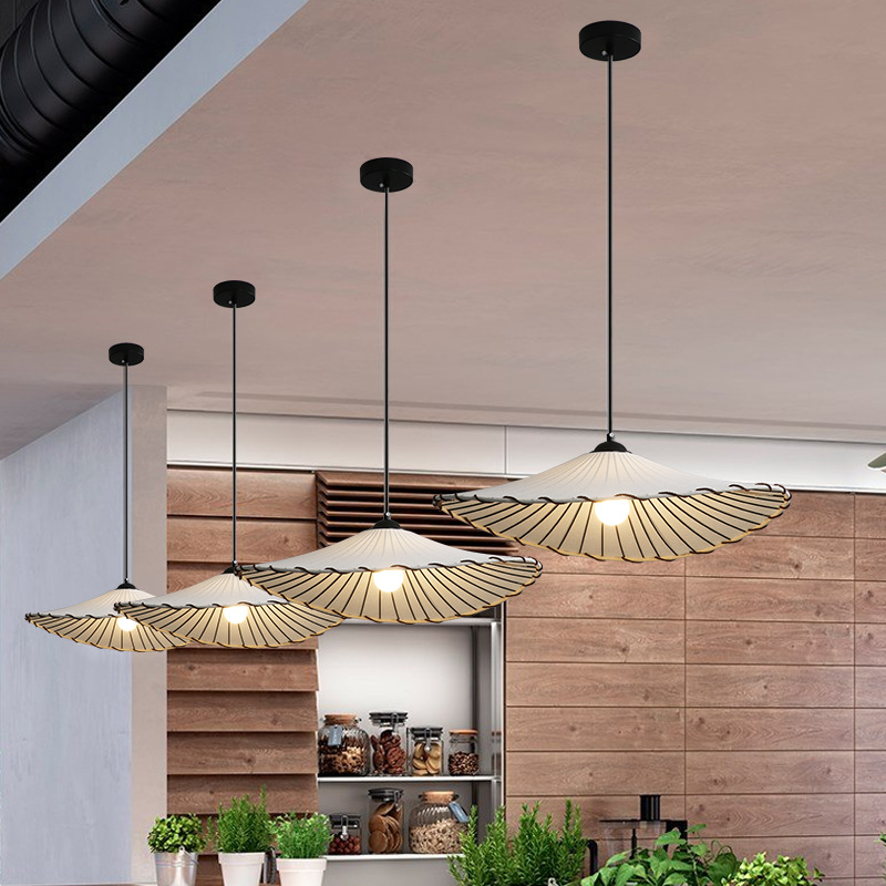 Lámpara del restaurante medieval francés Retro Residencia sala de estar dormitorio estudio estilo japonés de arte de tela de lámparas silenciosas