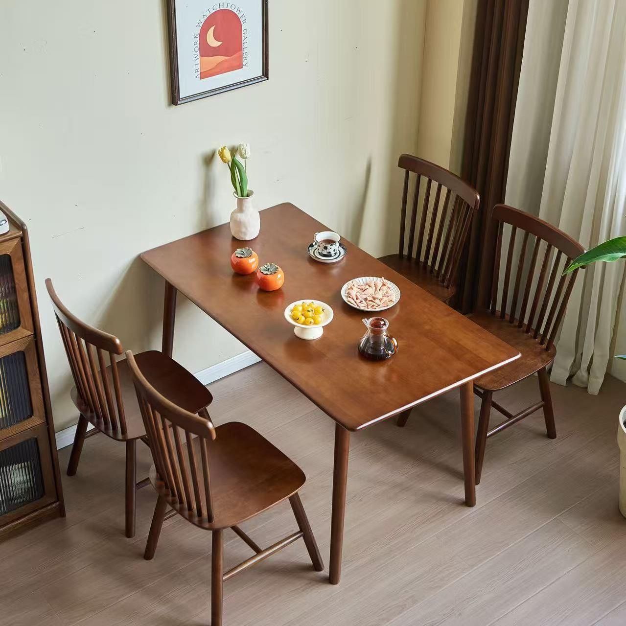 Mesa de comedor de madera maciza, mesa de computadora, mesa de computadora, mesa y silla para adultos comerciales modernos, combinación de mesas y sillas rectangulares pequeñas