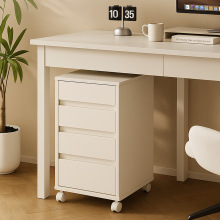 奶油风抽屉式收纳柜办公桌下储物柜带轮移动文件柜家用大容量柜子