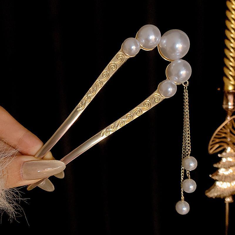 Horquilla en forma de U de alta calidad para mujer 2025 nuevo estilo tocado borla horquilla balanceándose en la parte posterior de la cabeza artefacto del cabello accesorios para el cabello