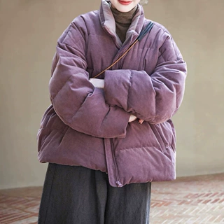 立领加厚保暖灯芯绒棉衣女冬季宽松休闲短款棉服外套C1029
