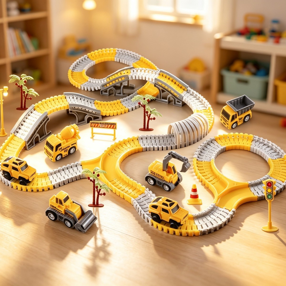 Cross-Border Christmas Edition DIY Electric Track Car Construction Vehicle Educational Toy Track Car Small Train Manufacturer Wholesale