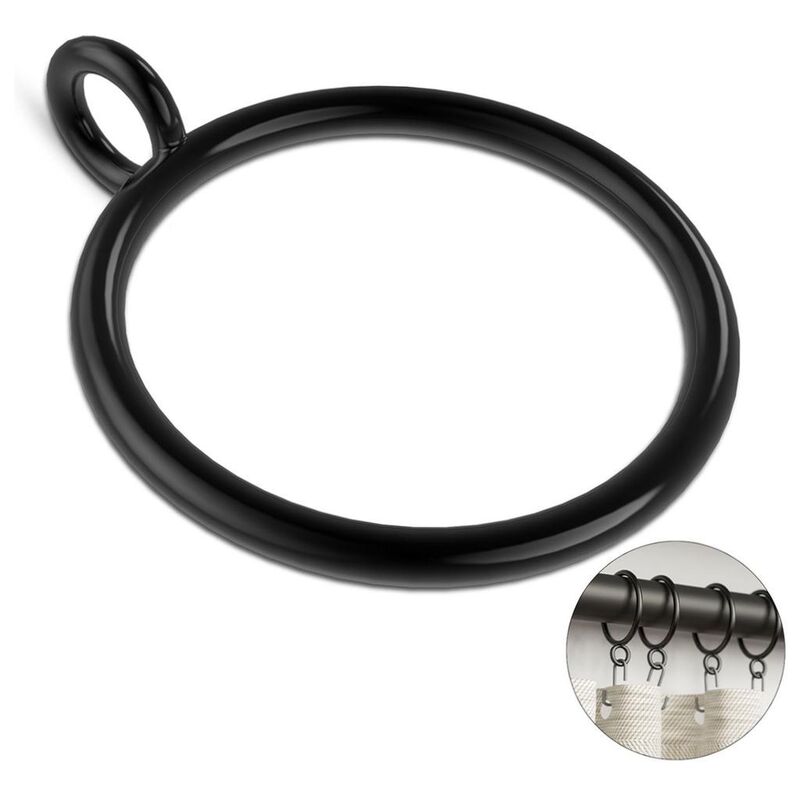 Black Metal Curtain Rings Sliding Window Bathroom Door Shower Rod Metal Solid Iron Rings Curtain Rings with Holes